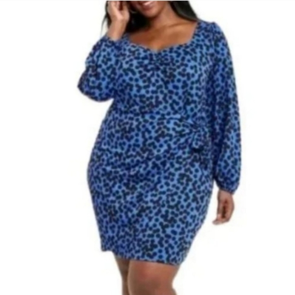 Ava & Viv Dresses & Skirts - NWOT Womens Ava & Viv Long Sleeve Animal Print Faux Wrap Dress. Size XXL